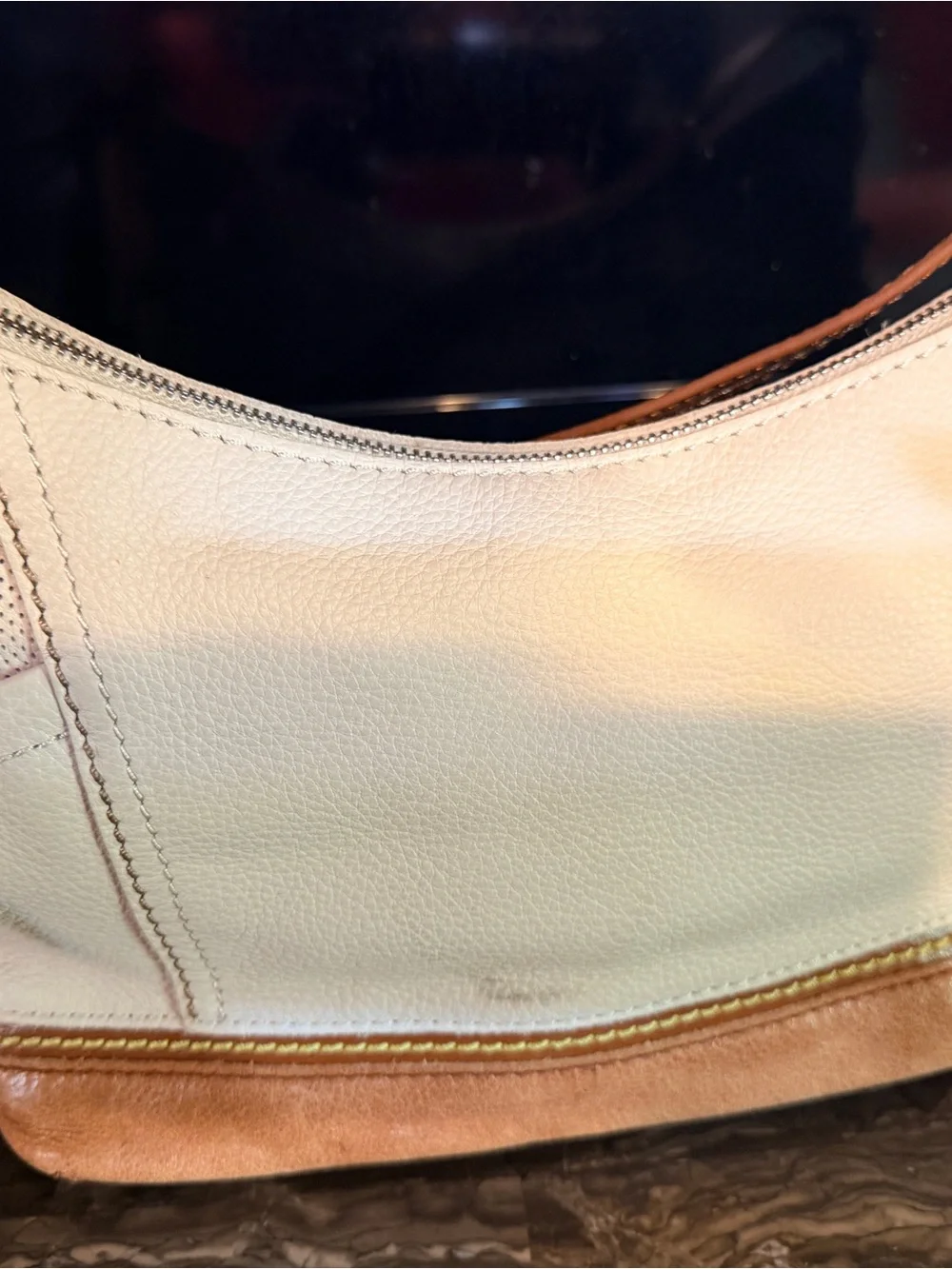 The Sak Cream and Tan Leather-Trim Shoulder Bag